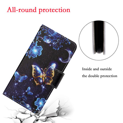 Full Protection Pattern Printing Cross Texture PU Leather Phone Cover Case with Stand for OPPO A15