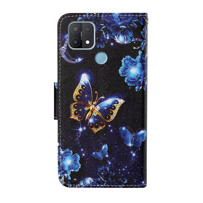 Full Protection Pattern Printing Cross Texture PU Leather Phone Cover Case with Stand for OPPO A15