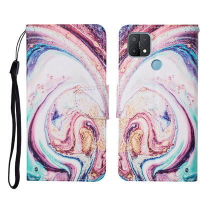 Full Protection Pattern Printing Cross Texture PU Leather Phone Cover Case with Stand for OPPO A15