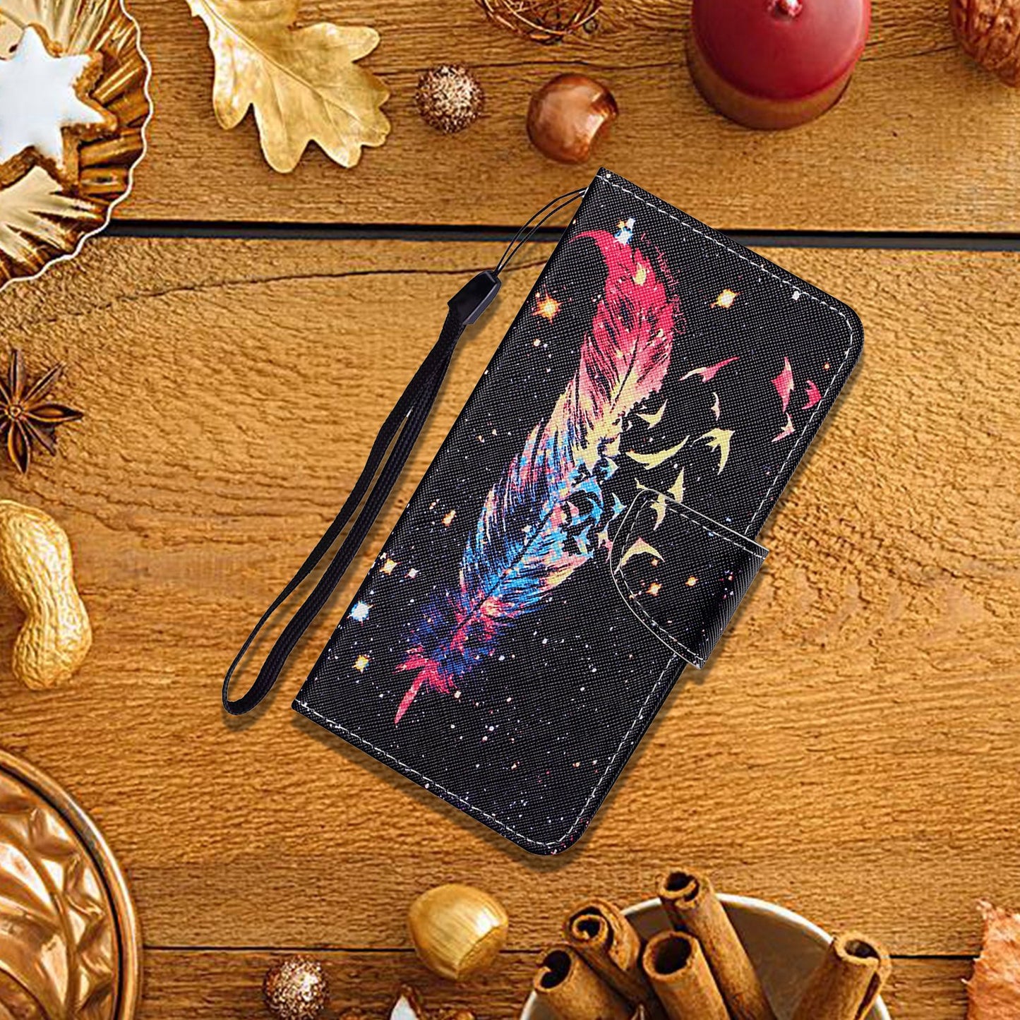 Full Protection Pattern Printing Cross Texture PU Leather Phone Cover Case with Stand for OPPO A15