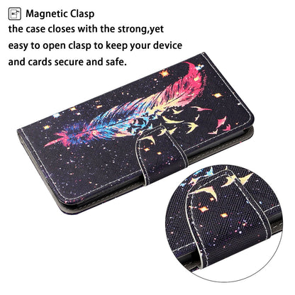 Full Protection Pattern Printing Cross Texture PU Leather Phone Cover Case with Stand for OPPO A15