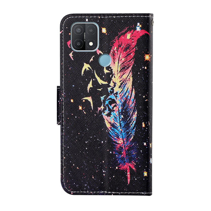 Full Protection Pattern Printing Cross Texture PU Leather Phone Cover Case with Stand for OPPO A15