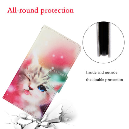 Full Protection Pattern Printing Cross Texture PU Leather Phone Cover Case with Stand for OPPO A15