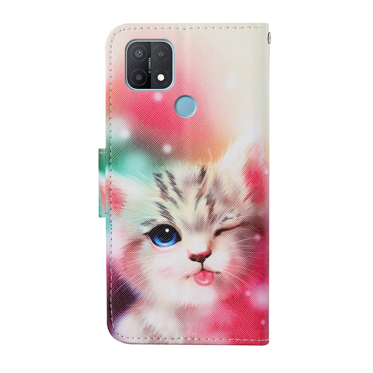 Full Protection Pattern Printing Cross Texture PU Leather Phone Cover Case with Stand for OPPO A15