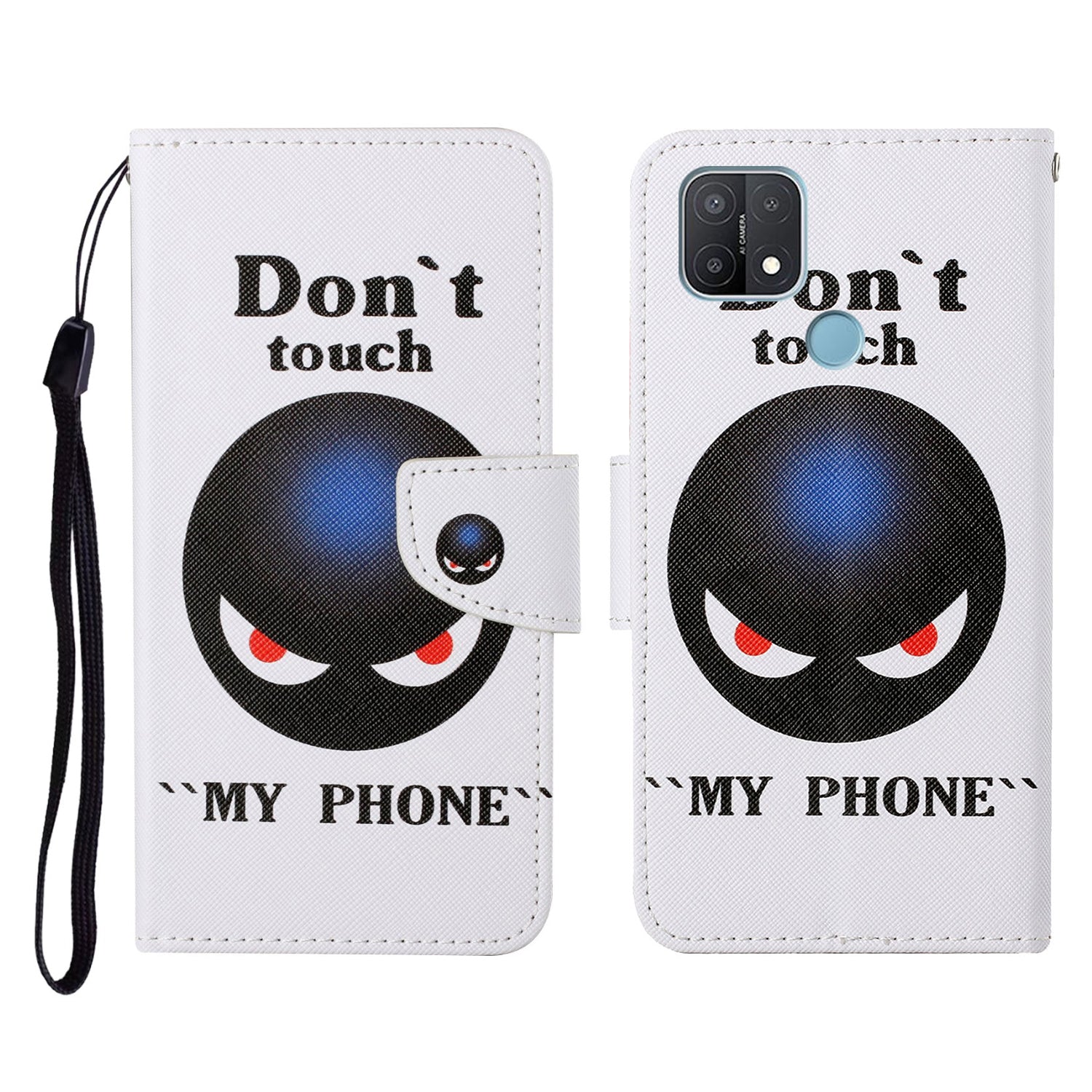 Full Protection Pattern Printing Cross Texture PU Leather Phone Cover Case with Stand for OPPO A15