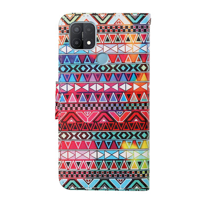 Full Protection Pattern Printing Cross Texture PU Leather Phone Cover Case with Stand for OPPO A15