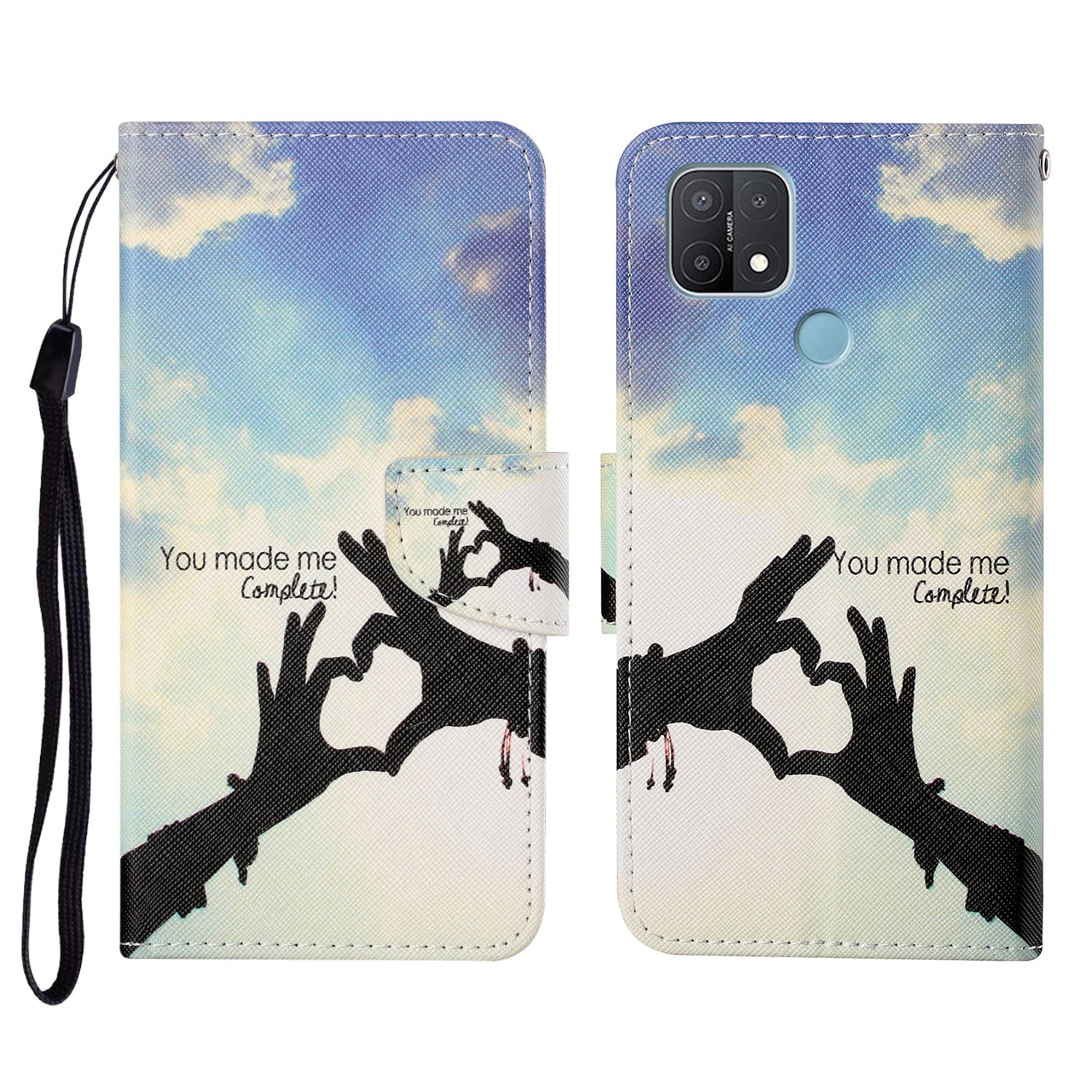 Full Protection Pattern Printing Cross Texture PU Leather Phone Cover Case with Stand for OPPO A15