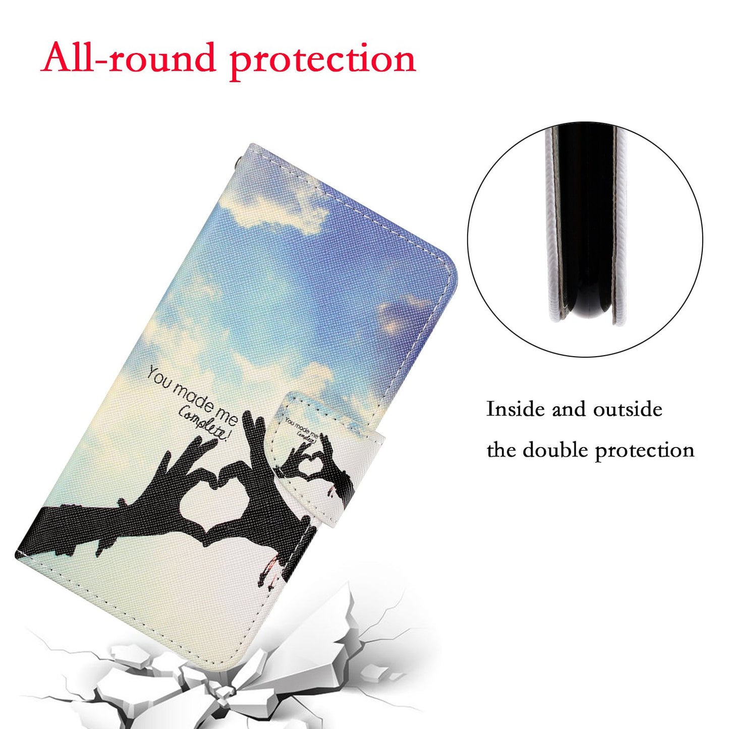 Full Protection Pattern Printing Cross Texture PU Leather Phone Cover Case with Stand for OPPO A15