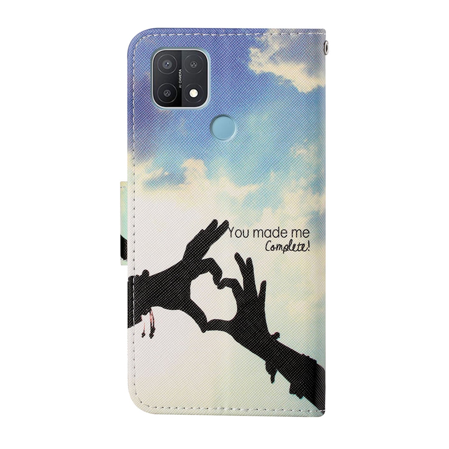 Full Protection Pattern Printing Cross Texture PU Leather Phone Cover Case with Stand for OPPO A15