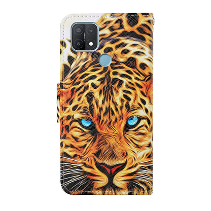 Full Protection Pattern Printing Cross Texture PU Leather Phone Cover Case with Stand for OPPO A15