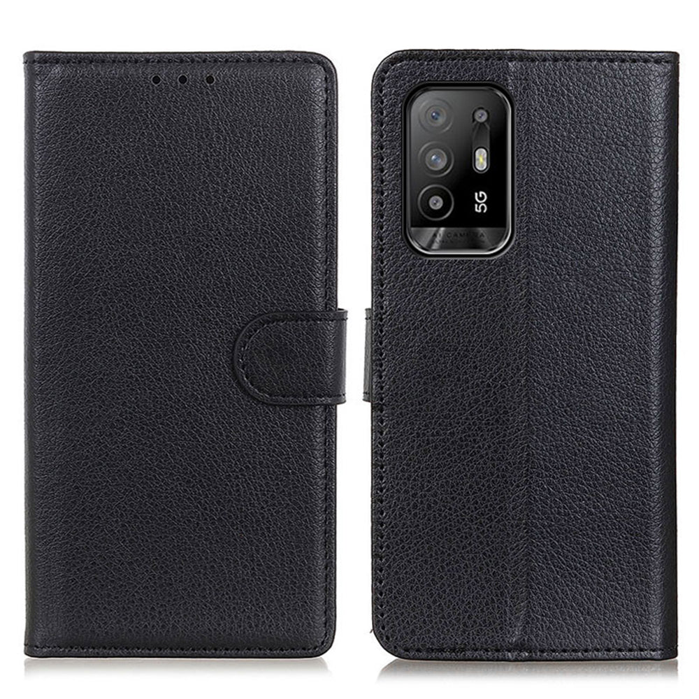 Litchi Texture Leather Wallet Stand Flip Case for Oppo A94 5G/F19 Pro+ 5G