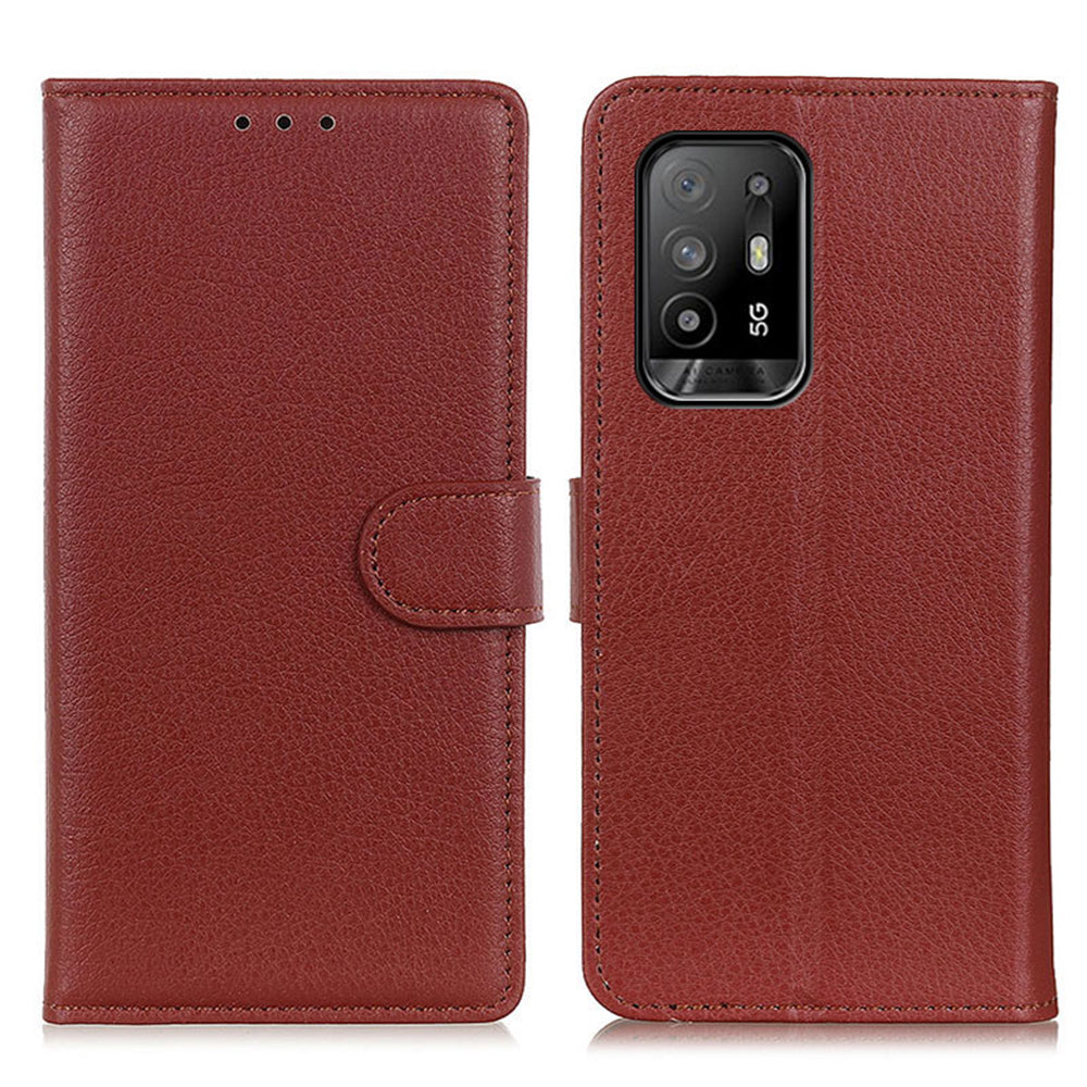 Litchi Texture Leather Wallet Stand Flip Case for Oppo A94 5G/F19 Pro+ 5G