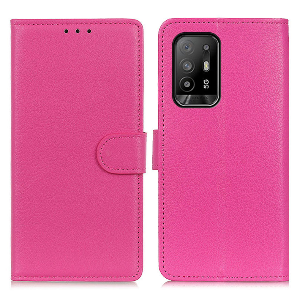 Litchi Texture Leather Wallet Stand Flip Case for Oppo A94 5G/F19 Pro+ 5G