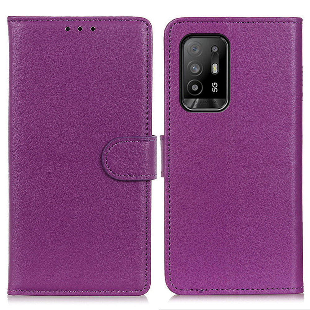 Litchi Texture Leather Wallet Stand Flip Case for Oppo A94 5G/F19 Pro+ 5G