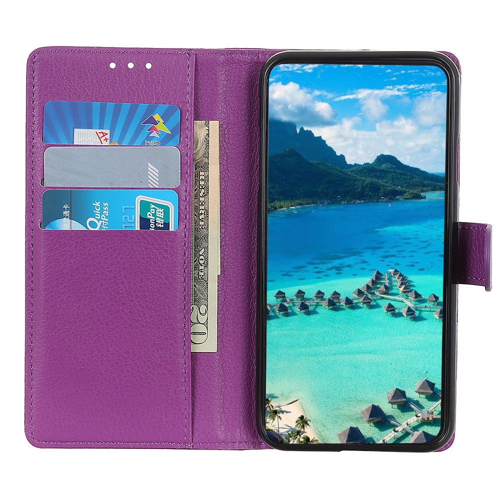 Litchi Texture Leather Wallet Stand Flip Case for Oppo A94 5G/F19 Pro+ 5G