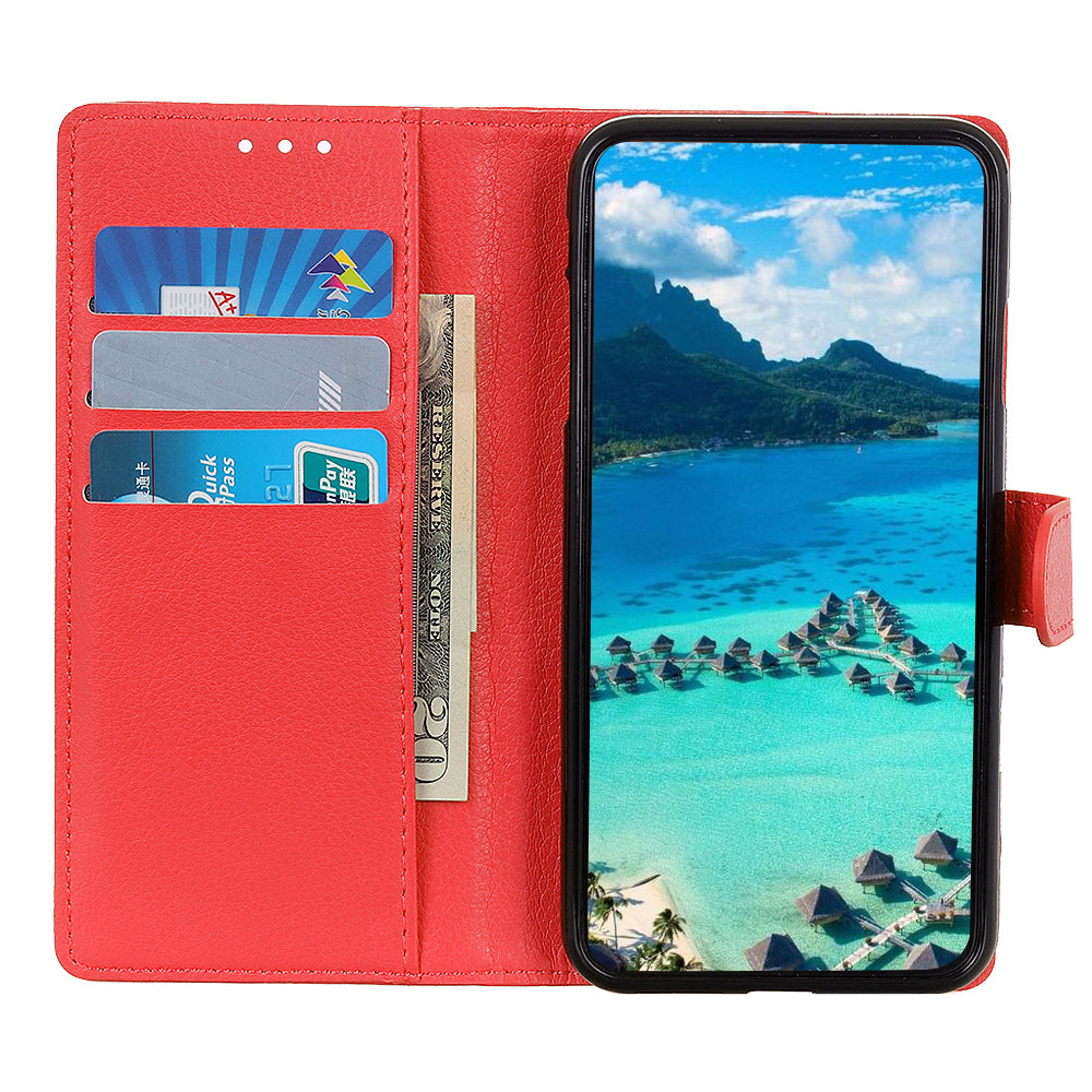 Litchi Texture Leather Wallet Stand Flip Case for Oppo A94 5G/F19 Pro+ 5G