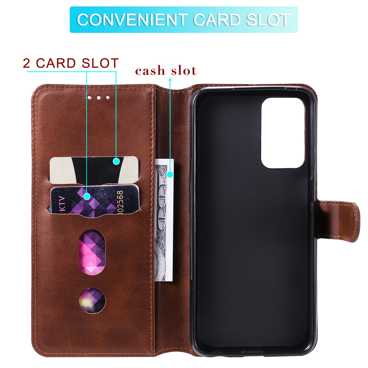 Wallet Stand Flip Leather Phone Case for Oppo A54 4G/A55 5G/Realme V11 5G