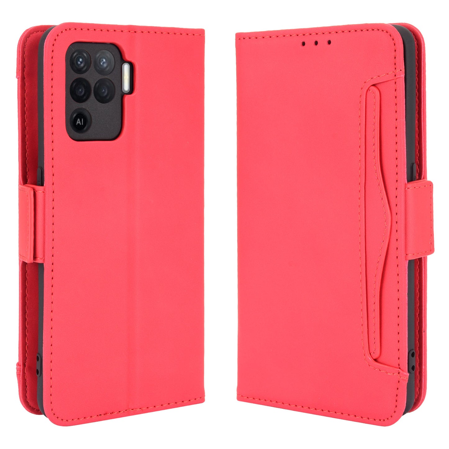 Multiple Card Slots Design Wallet Stand Leather Phone Case for Oppo A94 4G/F19 Pro 4G/Reno5 F/Reno5 Lite