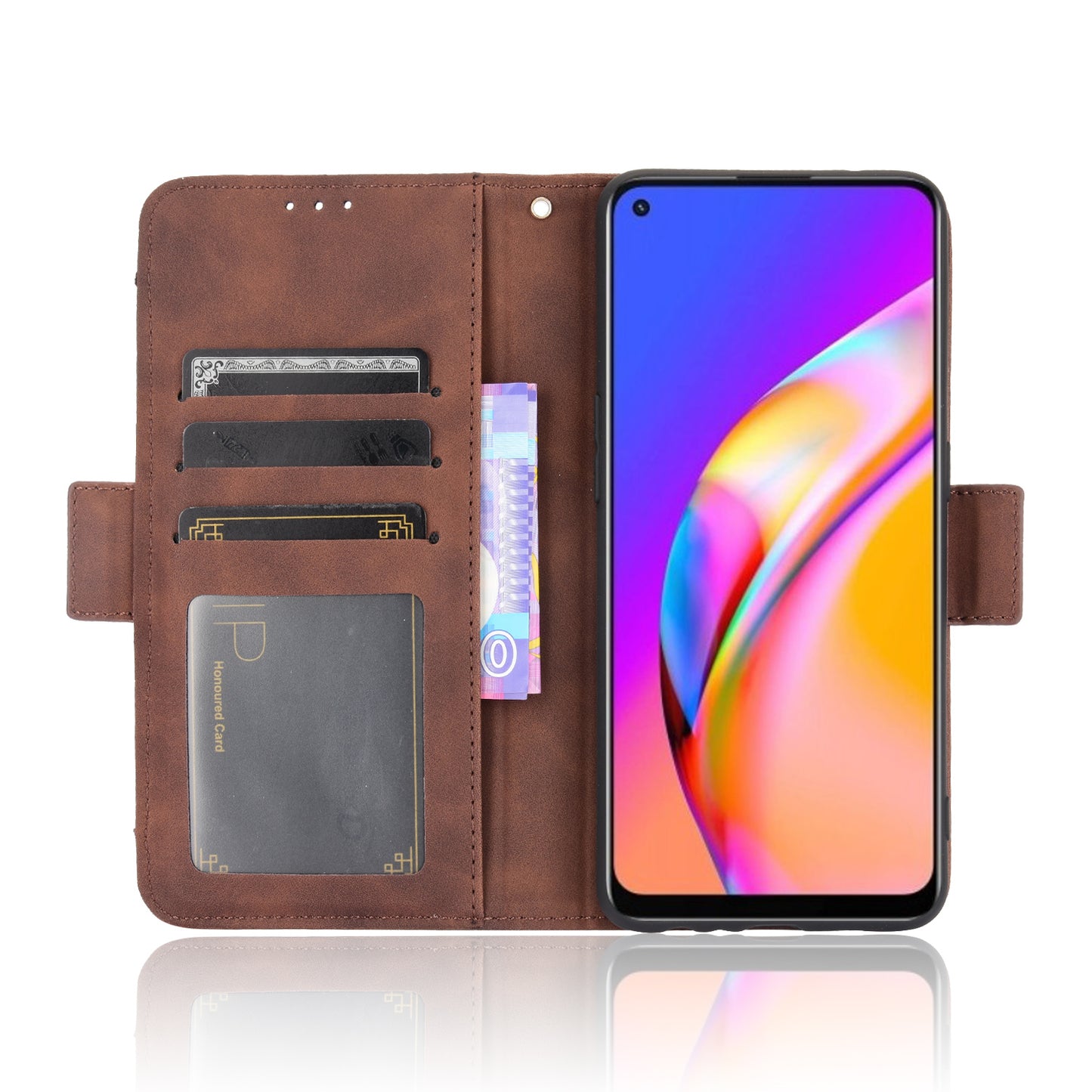 Multiple Card Slots Design Wallet Stand Leather Phone Case for Oppo A94 4G/F19 Pro 4G/Reno5 F/Reno5 Lite