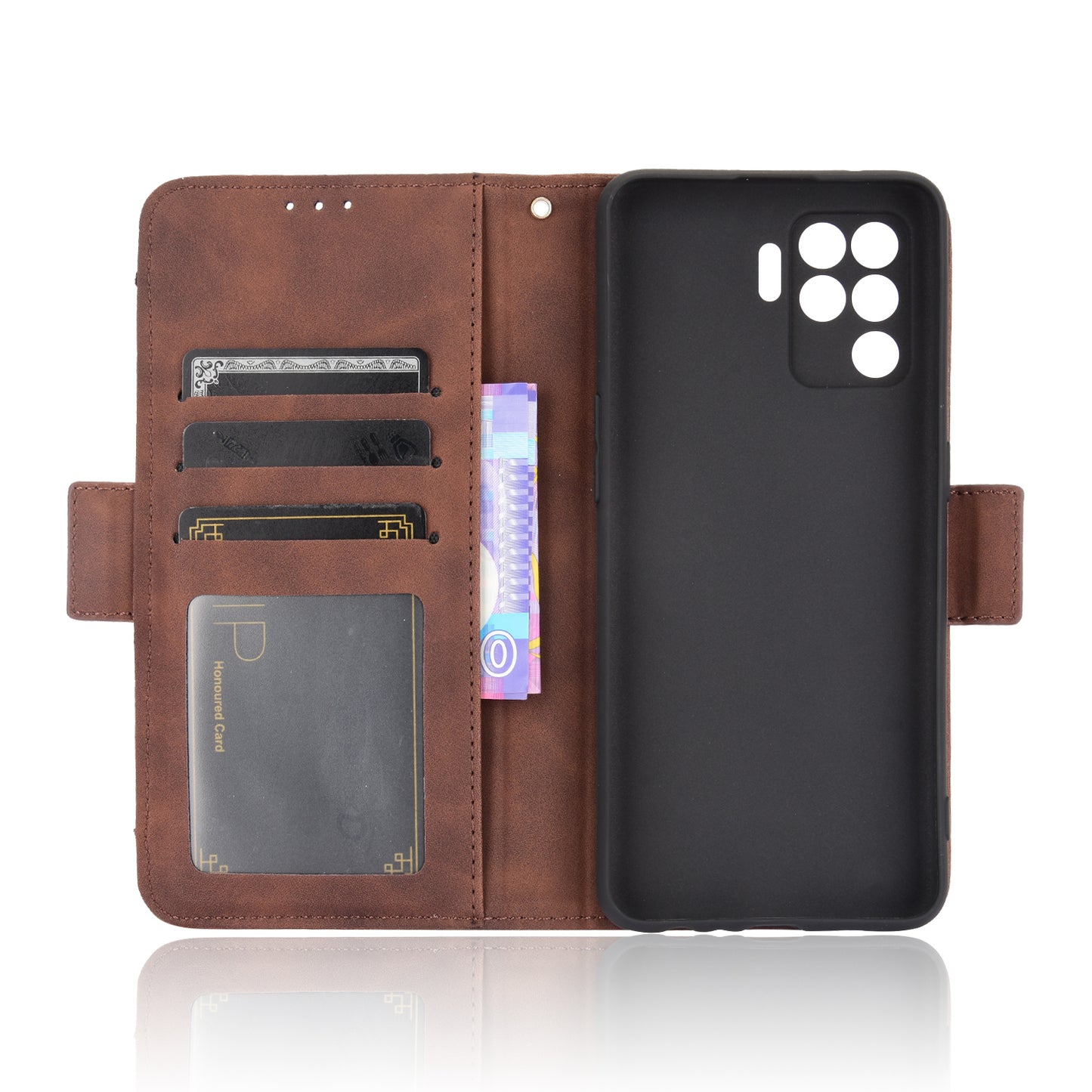 Multiple Card Slots Design Wallet Stand Leather Phone Case for Oppo A94 4G/F19 Pro 4G/Reno5 F/Reno5 Lite