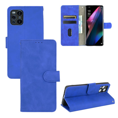 Skin-touch Feeling Leather Wallet Case Phone Cover with Supporting Stand for Oppo Find X3 Pro / Find X3