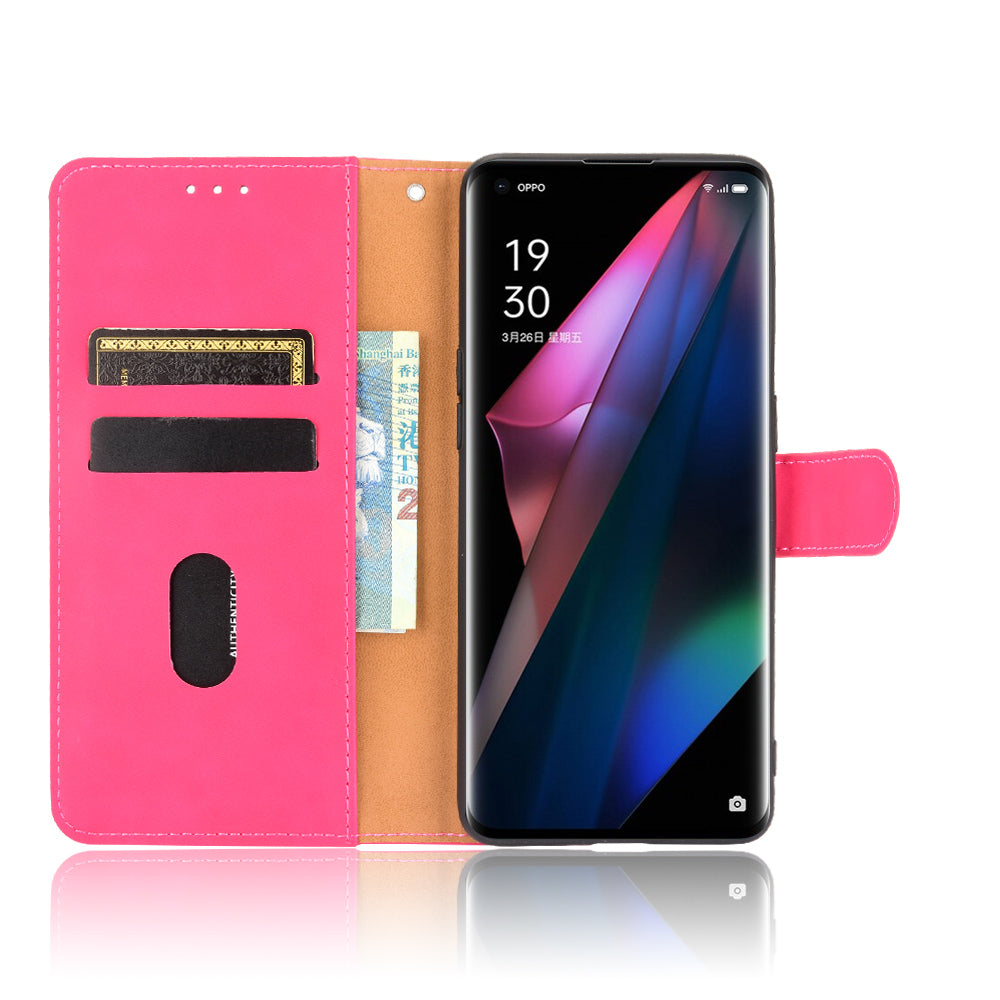 Skin-touch Feeling Leather Wallet Case Phone Cover with Supporting Stand for Oppo Find X3 Pro / Find X3