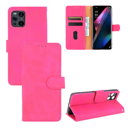 Skin-touch Feeling Leather Wallet Case Phone Cover with Supporting Stand for Oppo Find X3 Pro / Find X3