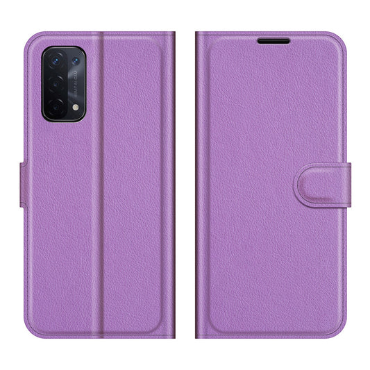 Folio Flip Litchi Texture Leather Wallet Phone Case with Stand for OPPO A54 5G/A93 5G/A74 5G/OnePlus Nord N200 5G