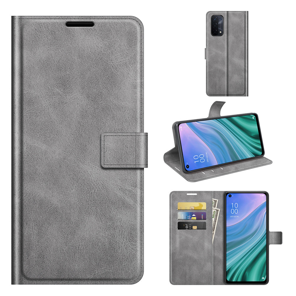 Wallet Design Magnetic Buckle Leather Stand Case for OPPO A54 5G/A93 5G/A74 5G/OnePlus Nord N200 5G Cellphone Cover