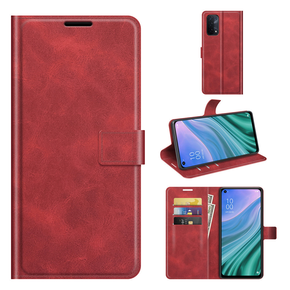 Wallet Design Magnetic Buckle Leather Stand Case for OPPO A54 5G/A93 5G/A74 5G/OnePlus Nord N200 5G Cellphone Cover