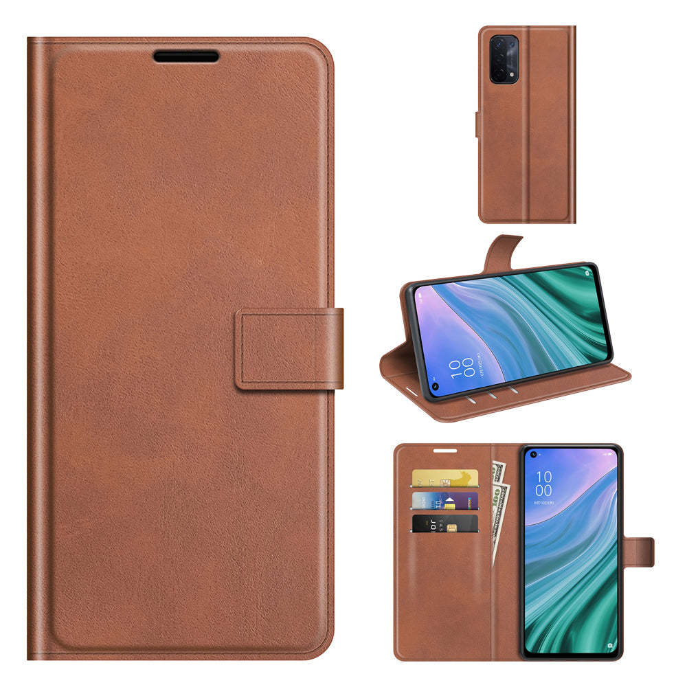 Wallet Design Magnetic Buckle Leather Stand Case for OPPO A54 5G/A93 5G/A74 5G/OnePlus Nord N200 5G Cellphone Cover