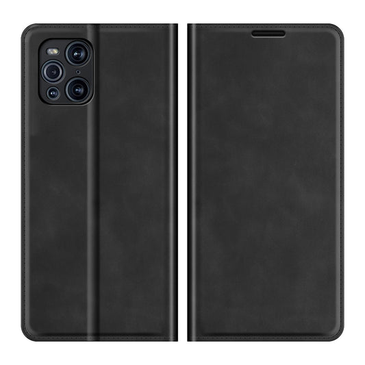 Skin-Touch Auto-absorbed Leather Cover with Wallet and Stand Design for Oppo Find X3/Find X3 Pro