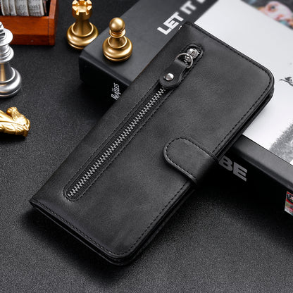 Wallet Stand Leather Protective Phone Case Zipper Pocket Design Cover Shell for Oppo Reno5 5G/Reno5 4G/Reno5 K/Find X3 Lite