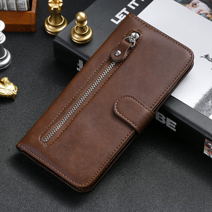 Wallet Stand Leather Protective Phone Case Zipper Pocket Design Cover Shell for Oppo Reno5 5G/Reno5 4G/Reno5 K/Find X3 Lite