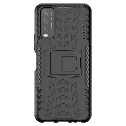 Kickstand Design 2-in-1 Tyre Pattern PC + TPU Combo Back Case for vivo Y20 / vivo Y20s / vivo Y11s / vivo Y12s