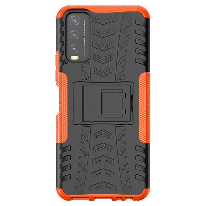 Kickstand Design 2-in-1 Tyre Pattern PC + TPU Combo Back Case for vivo Y20 / vivo Y20s / vivo Y11s / vivo Y12s