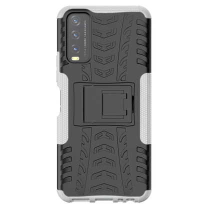 Kickstand Design 2-in-1 Tyre Pattern PC + TPU Combo Back Case for vivo Y20 / vivo Y20s / vivo Y11s / vivo Y12s