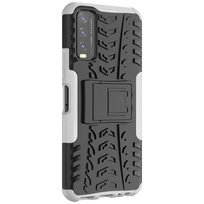 Kickstand Design 2-in-1 Tyre Pattern PC + TPU Combo Back Case for vivo Y20 / vivo Y20s / vivo Y11s / vivo Y12s