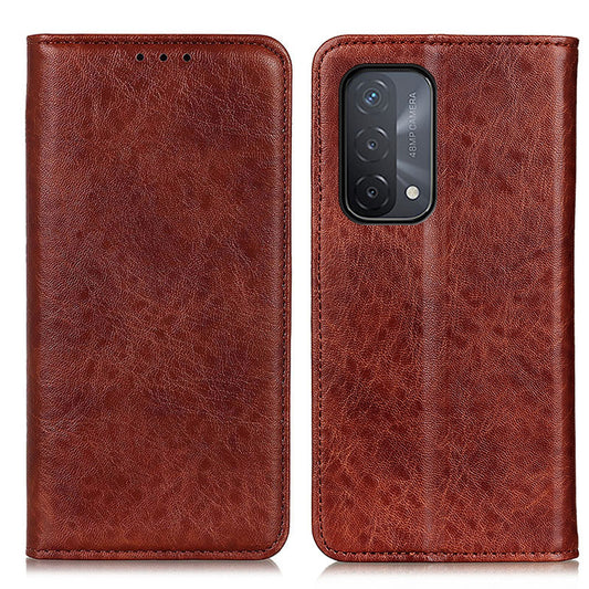 Auto-absorbed Crazy Horse Texture Leather Case Wallet Stand Shell for Oppo A93 5G/A54 5G/A74 5G