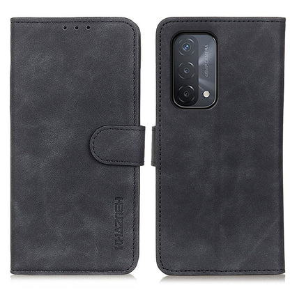 KHAZNEH Retro Grain PU Leather Standing Case Phone Wallet Cover for Oppo A93 5G/A54 5G/A74 5G