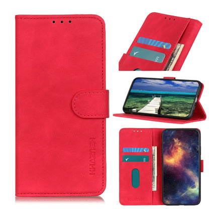 KHAZNEH Retro Grain PU Leather Standing Case Phone Wallet Cover for Oppo A93 5G/A54 5G/A74 5G