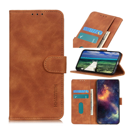 KHAZNEH Retro Grain PU Leather Standing Case Phone Wallet Cover for Oppo A93 5G/A54 5G/A74 5G