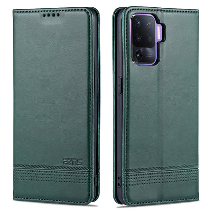 AZNS Auto-absorbed Magnetic Stand Wallet Design Leather Phone Cover Case for Oppo A94/F19 Pro/Reno5 Lite