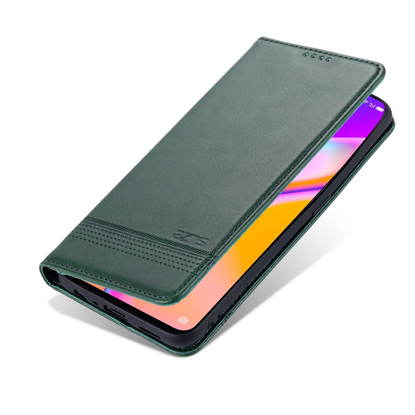 AZNS Auto-absorbed Magnetic Stand Wallet Design Leather Phone Cover Case for Oppo A94/F19 Pro/Reno5 Lite