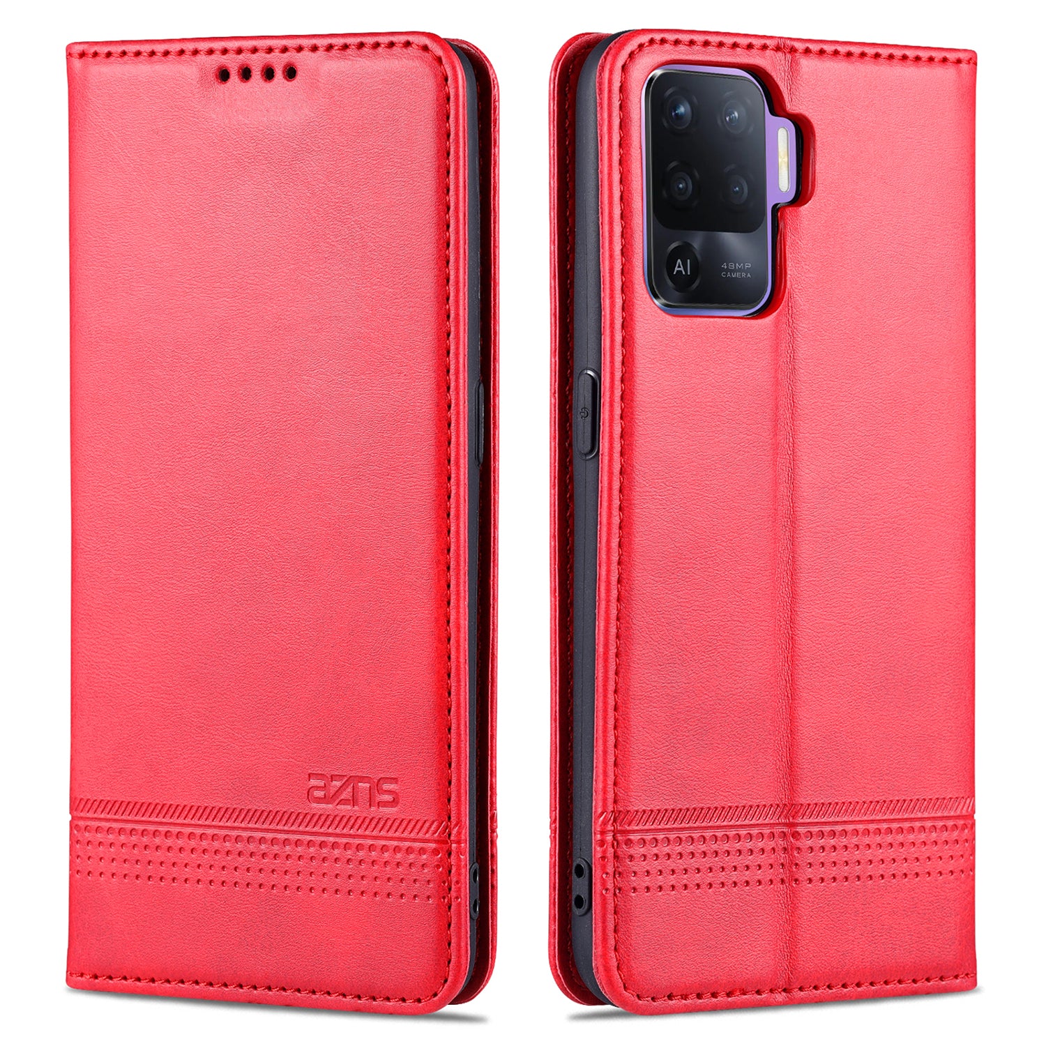 AZNS Auto-absorbed Magnetic Stand Wallet Design Leather Phone Cover Case for Oppo A94/F19 Pro/Reno5 Lite