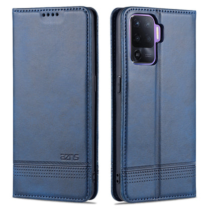 AZNS Auto-absorbed Magnetic Stand Wallet Design Leather Phone Cover Case for Oppo A94/F19 Pro/Reno5 Lite