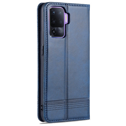 AZNS Auto-absorbed Magnetic Stand Wallet Design Leather Phone Cover Case for Oppo A94/F19 Pro/Reno5 Lite