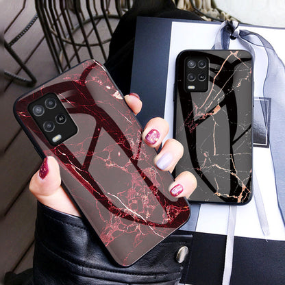 Well-Protected Marbling Pattern Design Anti-Scratch Tempered Glass Cell Phone Cover for Oppo A54 4G