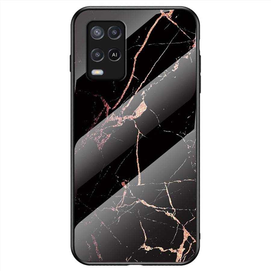 Well-Protected Marbling Pattern Design Anti-Scratch Tempered Glass Cell Phone Cover for Oppo A54 4G