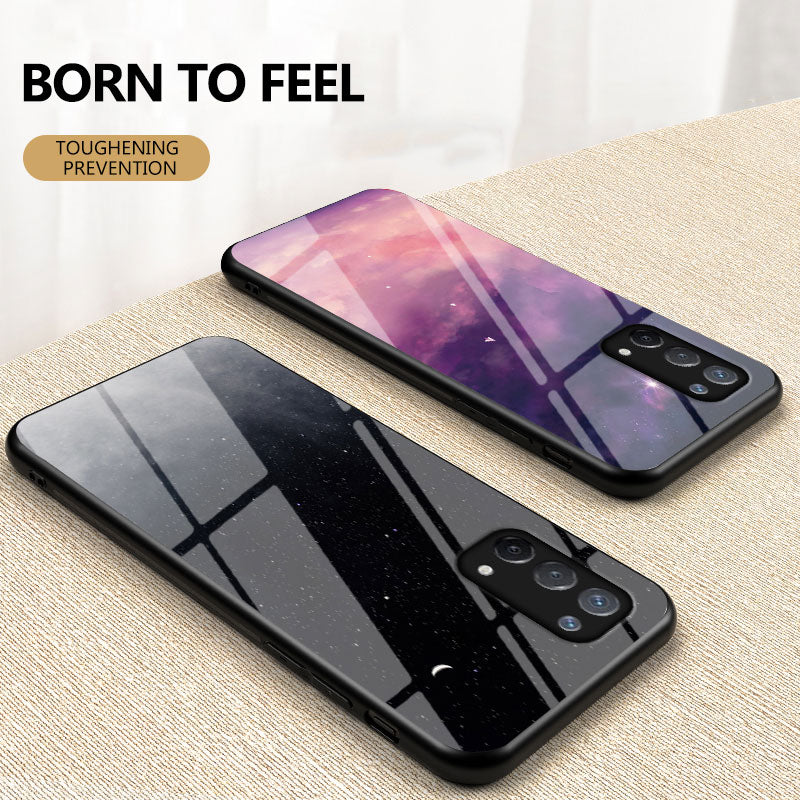 Starry Sky Pattern Tempered Glass Hybrid Case for OPPO A74 5G Mobile Phone Cover Shell